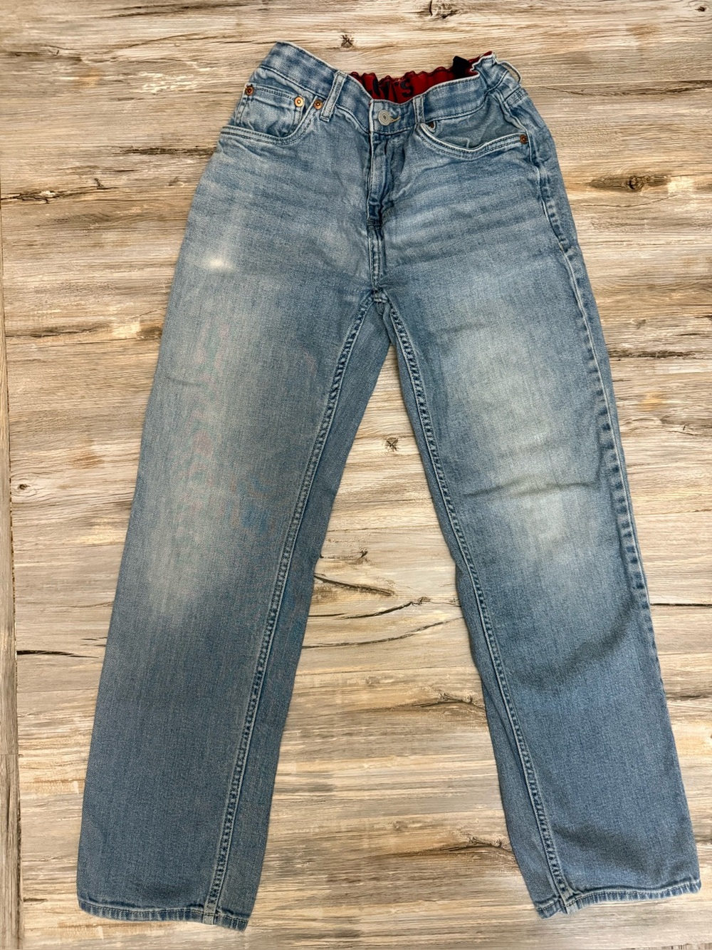 Levi's 514 Straight Fit Jeans Youth Boys 16 28x30 Light Wash Adjustable Waist